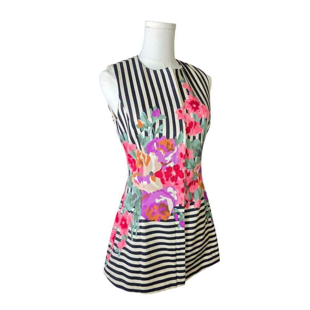 TUCKERNUCK Black Stripe Floral Sleeveless Textured top